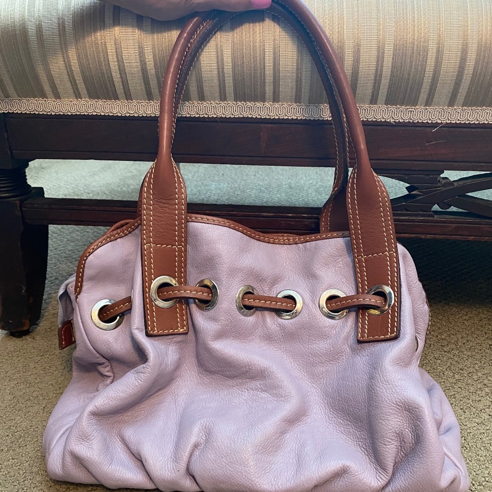 Genuine Two Tone Leather Satchel Made In Italy